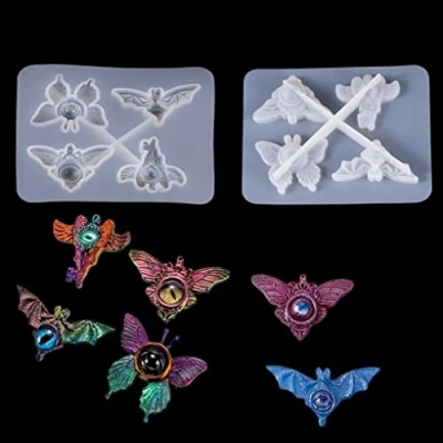 Imagen de FineInno 5 Pcs Molde Silicona Resina del Ojo Diablo de Plumas Gatos Mariposa Ciondolo Gioielli Fusione Stampo in Silicone