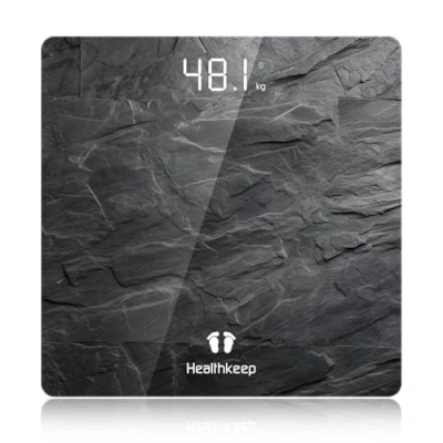 Imagen de Báscula de baño digital con pantalla LED, Balanza precisión para peso corporal, Máximo 180 kg/400 lb, Step on Technology, Diseño fino, Gris mármol