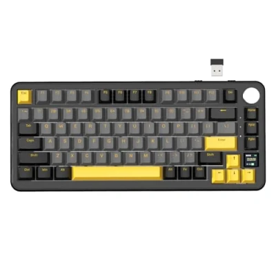 Imagen de ATTACK SHARK X85PRO Teclado mecánico inalámbrico con Pantalla TFT y Perilla, para Juegos montado en Junta 75% QMK, Cable 2.4G/BT/USB C,Intercambiable Caliente,4000 mAh, NKRO, RGB (Negro)