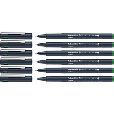 Imagen de Schneider Pictus Rotuladores de punta fina (grosor trazo 0,3 mm, revestimiento pigmento indeleble, revestida metal, carcasa 85% plástico reciclado), color verde