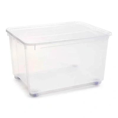 Imagen de AC Caja de ordenación plástico Transparente Nº 19. Contenedor para almacenar Juguetes, Libros, Ropa, Mantas. Capacidad 150 litros. Dimensiones Aprox.: 48 x 79 60 cm