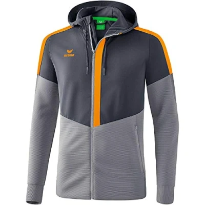 Imagen de ERIMA Squad Training Jacket con Capucha, Unisex, Slate Grey/Monument Grey/New Orange, S