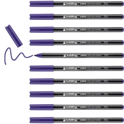 Imagen de edding 1300 rotulador de color trazo medio violeta x10 punta redondeada 2 mm para dibujar y escribir el colegio, mandalas, Bullet Journals