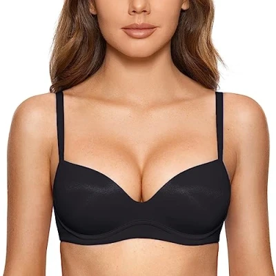 Imagen de DOBREVA Sujetador Push Up sin Aros con Relleno T Shirt Bralette para Mujer Negro 105C