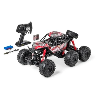 Imagen de Carson 500404287 1:10 Sea Crawler 6x6 100% RTR Rojo Coche RC como vehículo Anfibio, RTR, para Tierra y Agua, Robusto Resistente al con Mando a Distancia 2.4G