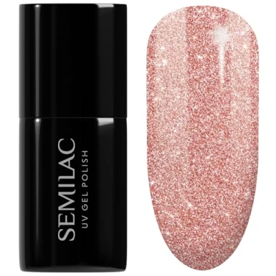 Imagen de SEMILAC Esmalte de uñas gel UV 458 Sparkling Rosé larga duración y fácil aplicar, remojo o LED, perfecto para usar en casa manicura pedicura profesional, 7 ml