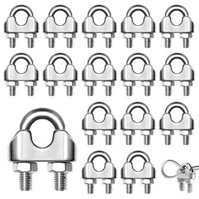 Imagen de 20 Piezas Abrazaderas de Cuerda Cable M4 Clip Alambre Inoxidable 304 Perno En U Sujetacables Acero Wire Rope Clips para 4mm