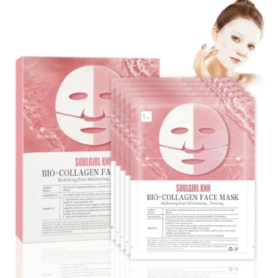 Imagen de 5 Piezas Bio Collagen Real Deep Mask,Collagen Mask for Face Overnight,Collagen Anti Wrinkle Lifting Reverse Film Volume Peel off Mask,Colágeno Película Hidrating Aging