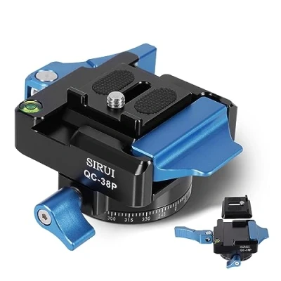 Imagen de SIRUI Kit de Placa Liberación Rápida para Arca con Cabezal Panorámico 360, Adaptador Universal Rosca 1/4&quot; y 3/8&quot;, QR Trípode, Monopie, Estabilizador, Carga 15kg QC 38P