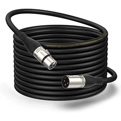 Imagen de NUOSIYA 10m Cables XLR, Paquete de 1 XLR macho a hembra Cable extensión para micrófono balanceado Jack grabador estudio, micrófono, mezclador, altavoces