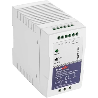 Imagen de Poppstar fuente de alimentacion slim para carril DIN 24V DC 4 A 96 W (96W con PFC) / transformador 55x92x100 mm