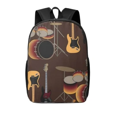 Imagen de YounPrenG Mochila, Mochila escolar para libros senderismo Viajes Camping,Patrón de rock tambores retro