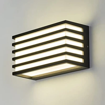 Imagen de Dr.lazy 12W LED Lámpara de Pared Exterior Interior impermeable IP65, Apliques exterior, Moderno Aluminio para Entrada Jardines Balcones (Negro/Blanco Neutra)