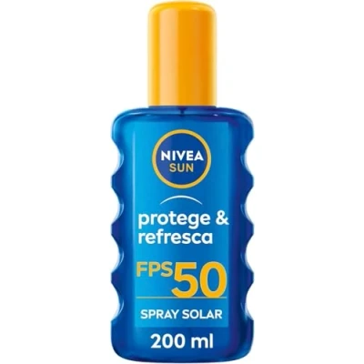Imagen de NIVEA SUN Protege &amp; Refresca spray solar FP50 (1 x 200 ml), con protección UVA/UVB, alta invisible, refrescante y resistente al agua