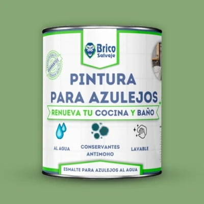 Imagen de BRICOSALVAJE Pintura para Azulejos Cocina y Baño al Agua SATINADO Sin Imprimación Lavable Gran dureza (Salvia, 4 Litros)