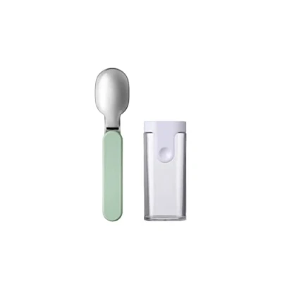 Imagen de Mepal Cuchara Plegable Ellipse Reutilizable Para Llevar Yogur Cubiertos De Viaje Incluye Estuche Acero Inoxidable Nordic sage