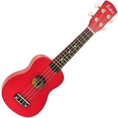 Imagen de Laka Rainbow Series Ukelele soprano y bolsa de transporte, color rojo