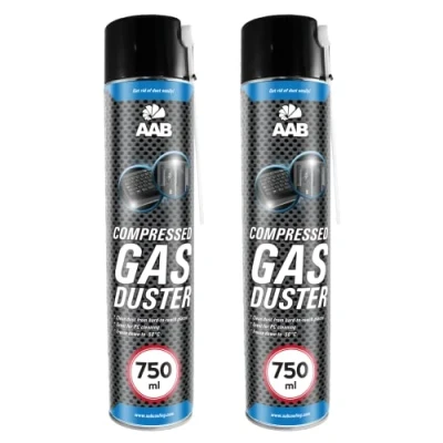 Imagen de 2 x AAB Spray de Aire Comprimido 750ml para Limpiar Teclados, Ordenadores, Copiadoras, Cámaras, Impresoras y Otros Equipos Eléctricos, Efectividad Limpieza sin CFC&#039;s, Eliminación Polvo, PC