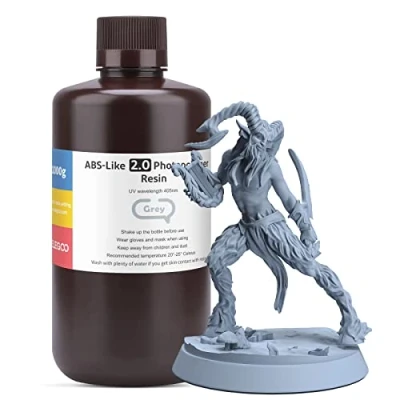 Imagen de ELEGOO Resina ABS Like 2.0, LCD UV Rápida de Alta Precisión, No Quebradiza, Tóxica para Impresora 3D LCD/DLP Fotopolímera Gris 1000g