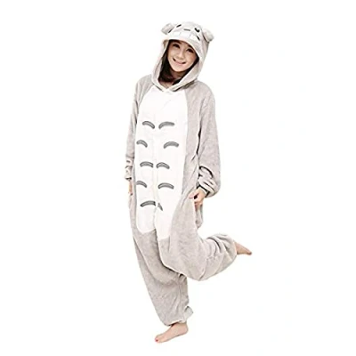 Imagen de NC Joystart Pijama estilo mameluco para adultos, diseño de animales, unisex, carnaval, Halloween, cosplay, ropa dormir (talla XL, Totoro), Totoro, X Large