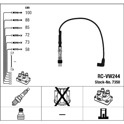 Imagen de NGK 7358 Juego de Cables Encendido 6 VOLKSWAGEN: Golf 4, Sharan I, Bora Berlina, SEAT: Leon I Hatchback