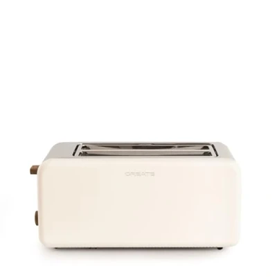 Imagen de CREATE/TOAST RETRO XL/Tostadora Blanco Roto / 6 Niveles de potencia, bandeja recogemigas, termostato, descongelación, recalentar, 2 ranuras rebanadas anchas, 1500W