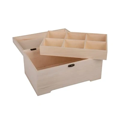 Imagen de Rayher Caja de madera con cierre, bandeja compartimentos, 28x18x13,5 cm, personalizable, 64506505