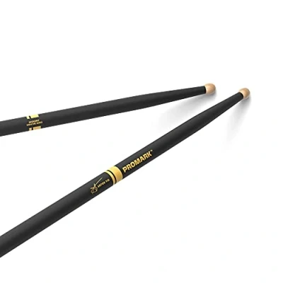 Imagen de ProMark Baquetas Bateria Anton Fig Drumsticks ActiveGrip Se vuelve más pegajoso a medida que las manos sudan Acabado de agarre activo, Punta redonda grande, Madera nogal americano 1 par
