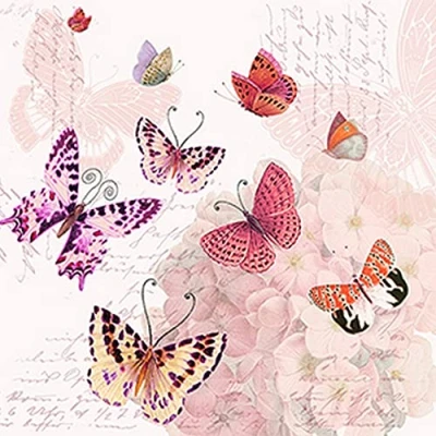 Imagen de 20 servilletas de Symphonie mariposas Animales Primavera Verano Pascua Manualidades decoupage, técnica servilletas, decoración mesa 33 x cm