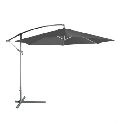 Imagen de Acomoda Textil Sombrilla de Jardín Plegable con Soporte y Forro Anti UV. Parasol Aluminio Manivela, Toldo Octogonal 3M Ø para Terraza, Patio. (Gris Oscuro)