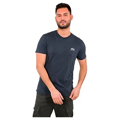 Imagen de ALPHA INDUSTRIES Basic T Small Logo Camiseta, Azul (Navy 02), S para Hombre