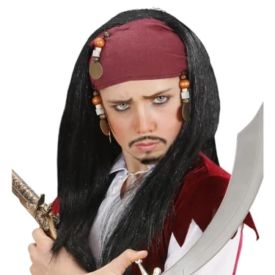 Imagen de &quot;PIRATE OF THE CARIBBEAN WIG WITH BANDANA &amp; BEADS&quot; in polybag