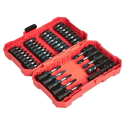 Imagen de Amazon Basics Juego de bits Pequeña 42 piezas para taladro percusión Phillips, ranurados y Torx