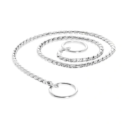Imagen de Record Collar para Perros con Cadena de Serpiente Gruesa estrangulamiento Equipado Anillo Enganche Fabricado en latón Cromado Talla 3XL 0,5 cm Longitud 75