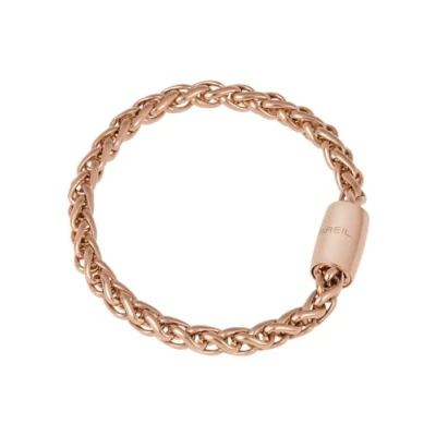 Imagen de BREIL, colección Magnetic, pulsera de mujer Small Wave, en acero pulido IP color rosa, con cadena púas y práctico cierre magnético, oro tamaño 19 cm