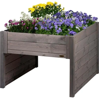 Imagen de dobar® Garaje Grande para Robot cortacésped de Madera con Jardinera, Incluye lámina 79 x 73 56 cm Antracita