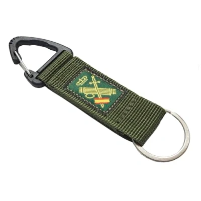 Imagen de Tiendas LGP Llavero mosquetón, loneta de nylón, Guardia Civil, con anilla y verde