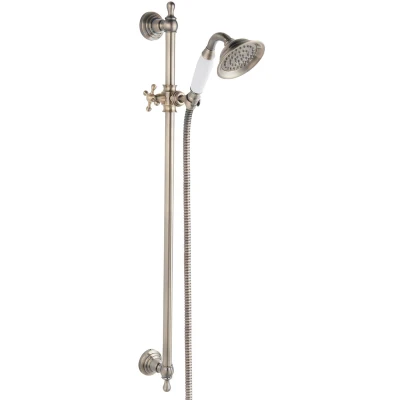 Imagen de Retro nostalgia latón antiguo metal plástico columna ducha cabeza deslizante
