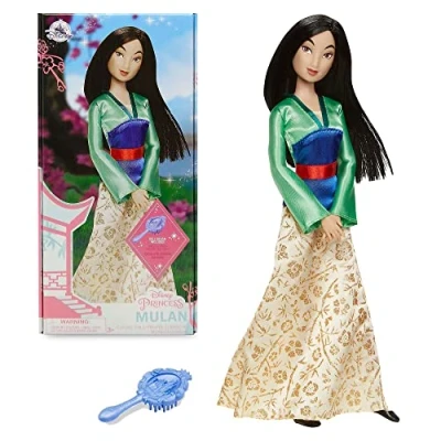 Imagen de Disney Store muñeca clásica de Mulán, Altura: 29 cm, Incluye un Cepillo con Detalles labrados, Completamente articulada Que Luce Vestido Raso, para Mayores 3 años