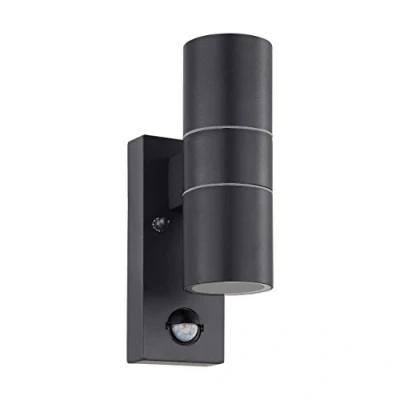 Imagen de Eglo lámpara LED exterior de pared RIGA 5, con 2 bombillas sensor movimiento incluido, acero galvanizado y vidrio, color antracita, IP44