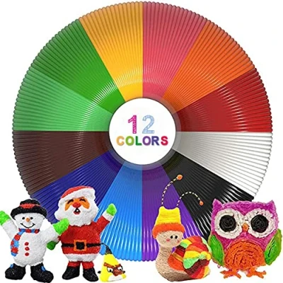 Imagen de Filamentos Lapiz 3D PLA, Rilitor Filamento de pluma 12 Colores 1,75 mm, 3M por Color, Apto para Mayoría Plumas e Impresoras