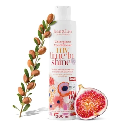 Imagen de Jean&amp;Len Acondicionador Colourglanz Aceite de Argán &amp; Higo, para cabellos coloreados y estresados, Luminosidad intensiva brillo del color, sin siliconas ni parabenos, vegano, 300 ml