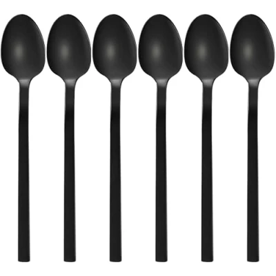 Imagen de GRÄWE cuchara para café, Serie Lisboa, juego de 6, negra, cucharilla, acero inoxidable con revestimiento titanio, tartas, moka, pequeña, apta lavavajillas
