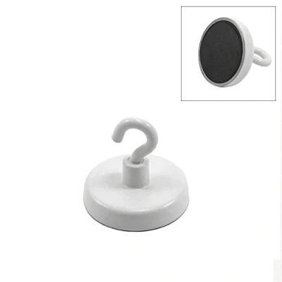 Imagen de Ferrite White Pintado de Pintura Imán Con Gancho M4 Para Colgar, Sostener O Mostrar Elementos 32mm Diámetro 7.3kg Pull