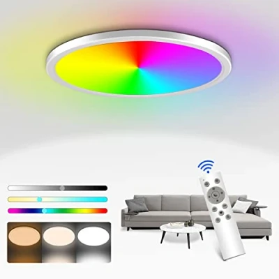 Imagen de Fwiull Plafon LED Techo Regulable RGB 25W 3200LM, Lámpara de con Mando a Distancia,3000K 6500K Ultrathin Cambio Color Redonda para Salón
