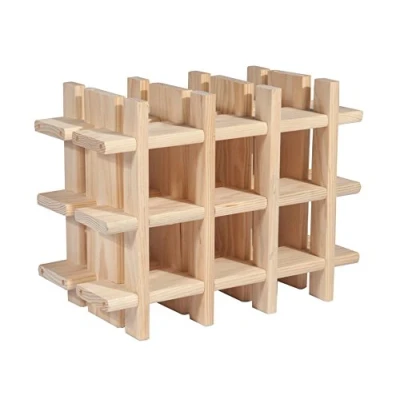 Imagen de Astigarraga Kit Line Botellero Modular Rioja para 9 Botellas, Madera Maciza Pino 32,5x43x22 cm