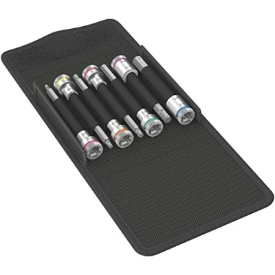 Imagen de Wera 05003181001 8740 B HF Imperial 1 Juego de vasos punta Zyklop, arrastre 3/8“, con función retención para tornillos hexágono interior, 7 piezas, 3/8&quot;, piezas