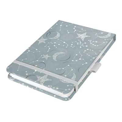 Imagen de SIGEL JN348 Jolie Bloc de notas, Cosmic Fantasy Grey, cuadriculado con puntos (impresión Dot), 11 x 15,8 cm, tapa dura, 158 páginas, gris, blanco