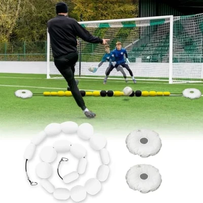Imagen de equipo de desviación portero, deflector línea única 2,75 m con 2 bolsas agua, entrenamiento fútbol, ​​entrenamiento reflejos y agilidad, mejora habilidades futbolísticas
