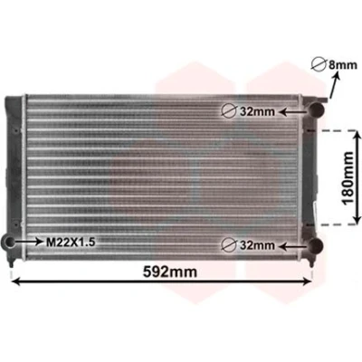Imagen de VAN WEZEL 58002045 Radiador, refrigeración del motor Aluminio 525 322 34 Aletas unidas mecánicamente VOLKSWAGEN: GOLF 2 norauto, oscaro,